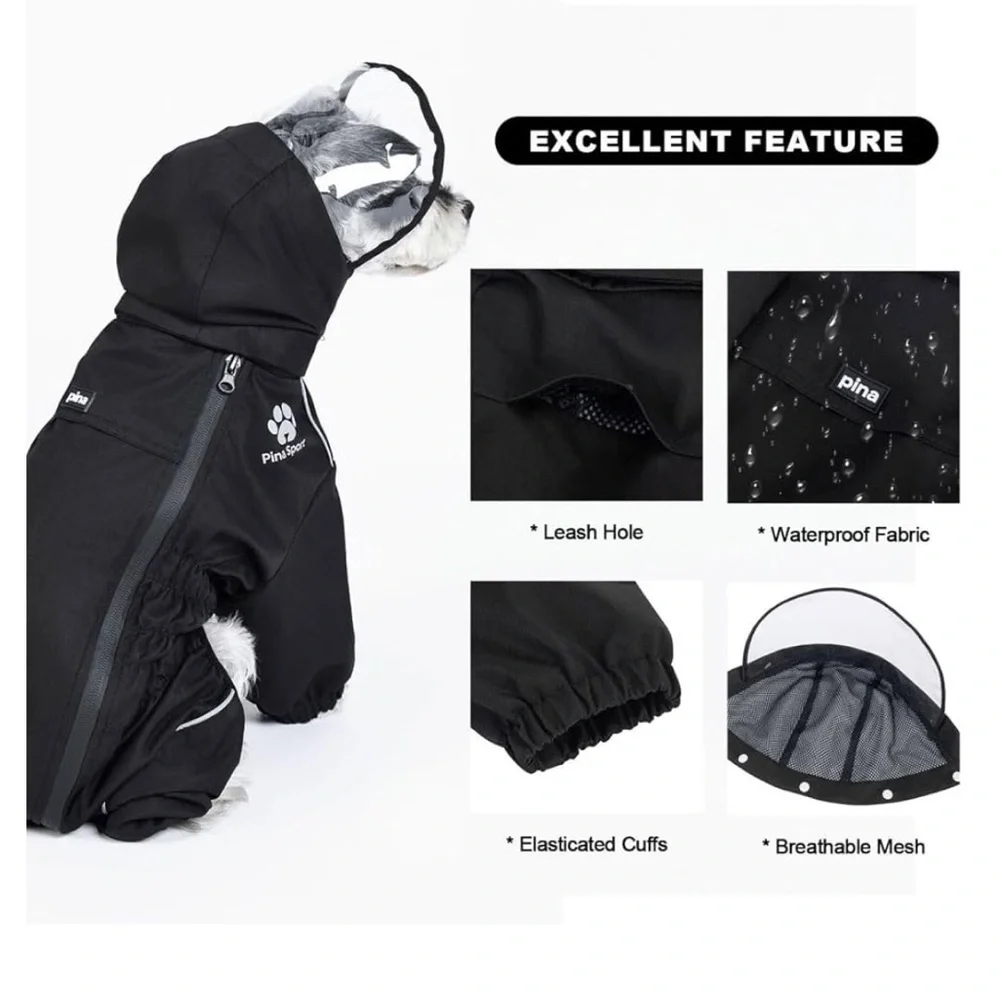 NWT PINA Waterproof Dog Jacket, Lightweight w/ Leash Hole w/ Reflective Strap L